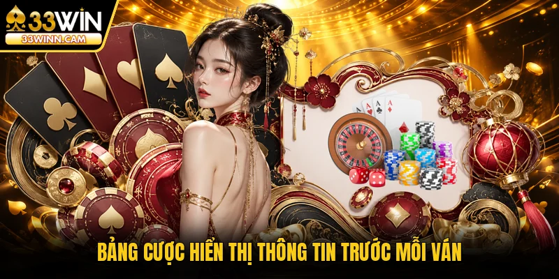 Bảng cược hiển thị thông tin trước mỗi ván